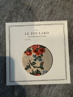 Le Foulard Floral Silk Scarf - Cream with Red & Green Floral Print